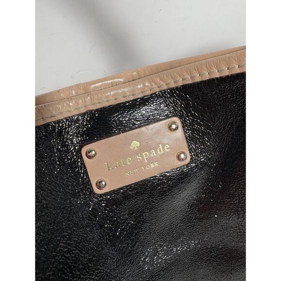 KATE SPADE BLACK PATENT LEATHER TOTE SHOULDER 2 Handles PURSE Bag - Picture 5 of 14